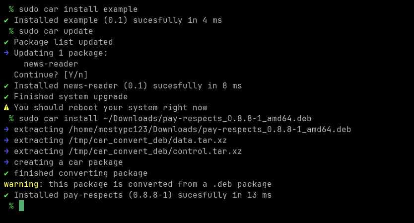 Car package manager